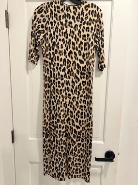 Alice + Olivia Leopard-Print Midi Dress in Beige and Black